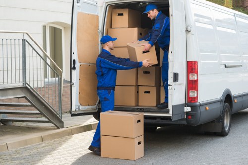 Removal van loading in a Brentpark residential street