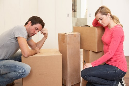 Moving van loaded with household boxes