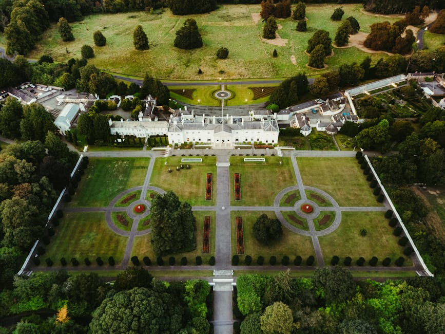 A wide pathway in a park setting with green grass on either side, leading towards a distant grand building. Several large, leafless trees are visible on the grassy areas, with the sky clear and bright blue overhead. The scene appears calm and spacious, typical of outdoor environments used for leisurely walks. This outdoor image could relate to the initial stages of home relocation or outdoor packing preparations for a move, although no specific moving activity or objects are visible in the photograph. Man with Van Brent Park, a professional removals service, might use such imagery to illustrate the journey from outdoor areas to the residence during a furniture transport or packing and moving process.